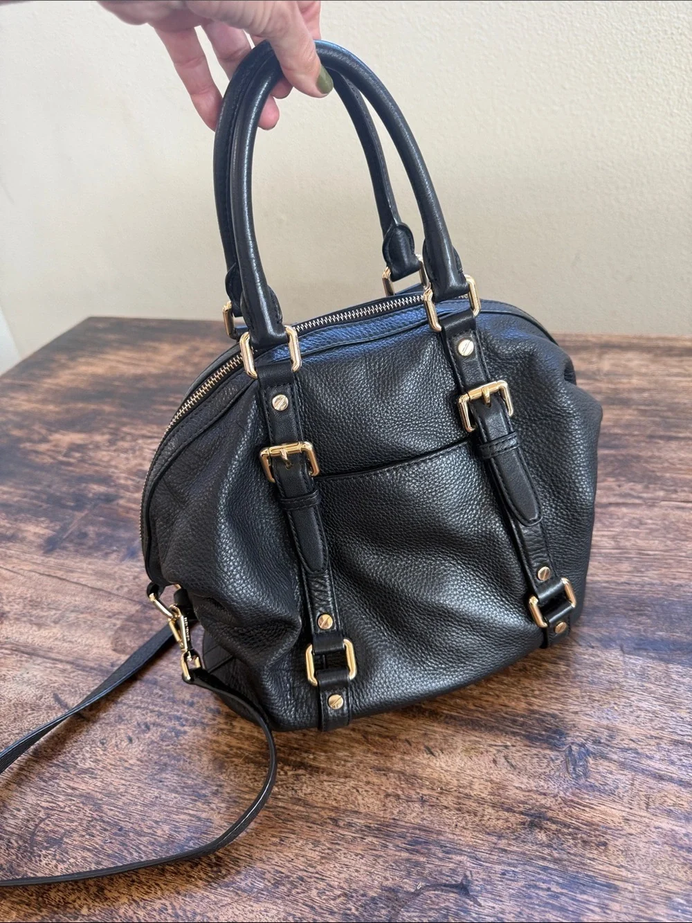 Michael Michael Kors Bags Black Bedford Belted Leather Satchel Medium